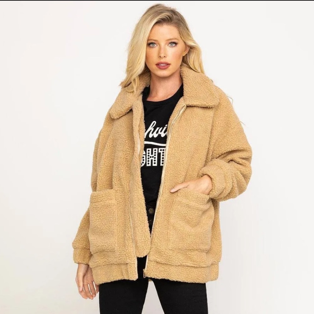 Show Me Your Mumu Cordelia Jacket: Butterscotch Teddy Fleece XS